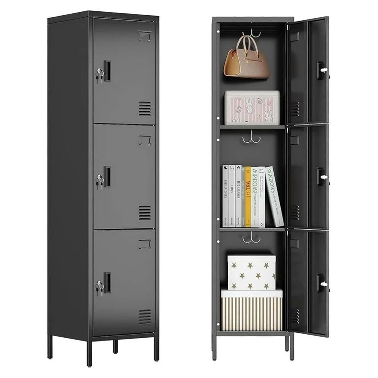 Upgraded Lockable 3 Doors Metal Lockers with for Home Office School Gym