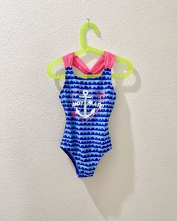 Circo girls blue pink AHOY MATEY one piece swimsuit