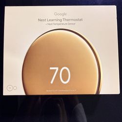 Google Nest Fourth Generation Learning Thermostat With Temperature Sensor Kit Polished Gold