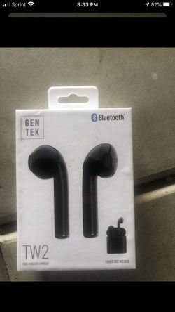 GENTEK TW2 wireless earbud Black and white