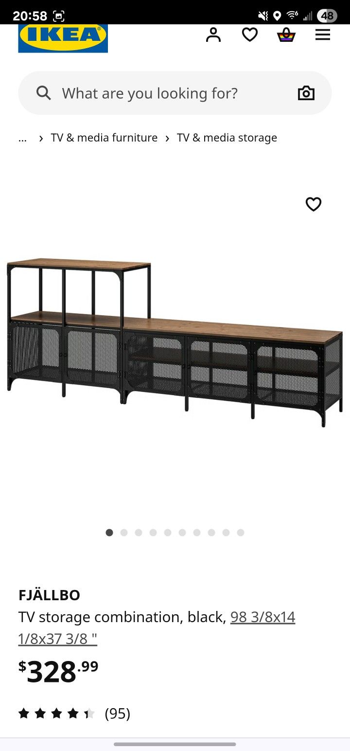 IKEA FJÄLLBO
TV storage combination, black, 98 3/8x14 1/8x373/8