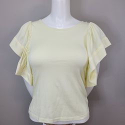 Habitual Girl Pale Lemon Yellow Flutter Sleeves T-Shirt Top NWT Girls Size 10