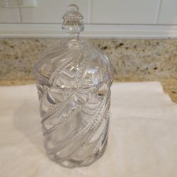 Glass Lidded Antique Jar (Approx 7.5" Tall And 3.5 Across)