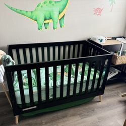 Black Crib And Changing Table For Sale 