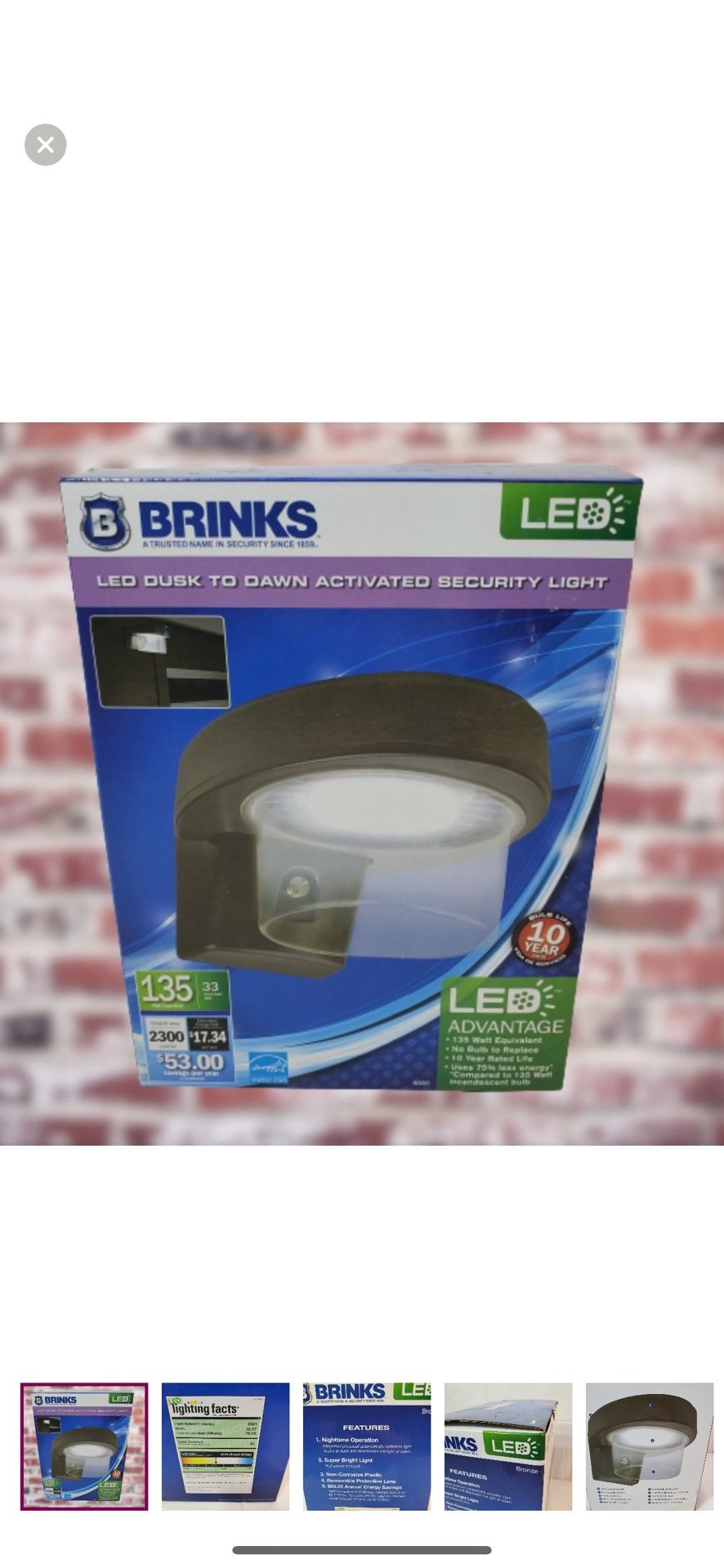 NEW BRINKS Model 6580 HARD WIRED LED Security Light