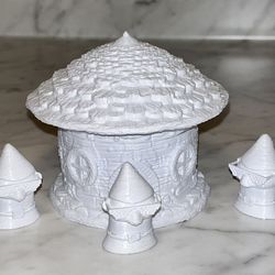 All New White 3D Printed Fairy n Cool Gnome House Miniature’s that you can paint