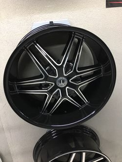 Luxxx 18 black machine wheel&tire package 22" 5x115 5x139 se habla español