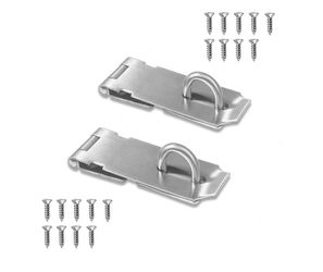 Door Locks Hasp Latch, 5 Inch Stainless Steel Safety Packlock Clasp Hasp Lock Latch, Extra Thick Gate Lock Hasp with Screws Brushed Finish 2 Pack (5in