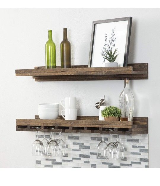 Wood Wine Glass Rack and Shelf