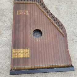 antique Zither Guitar, also known as a Mandolin Harp or Guitar Zither, likely dating from the late 19th to early 20th century