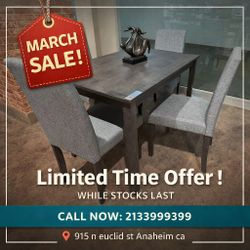 New 5 Piece Dining Table Set  27.6" X 43.3" X 29.7"H