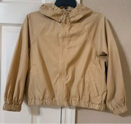 Tan Hooded Zip-Up Windbreaker Jacket