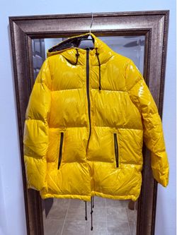Michael Kors Bright Yellow Hooded Puffer Jacket