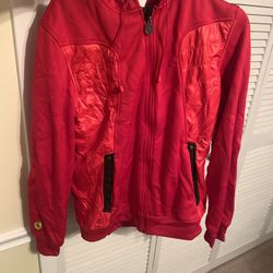 Puma Ferrari Scuderia Sport Lifestyle Full Zip Hooded Fleece Red Sz Medium