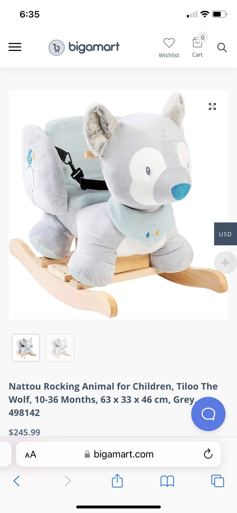 Toddler Nattou Rocker Tiloo The Wolf-NEW WITH TAGS