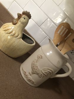 Set of ceramic kitchen utensil holders or plant pots