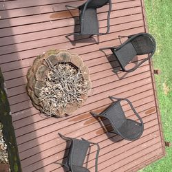 Four Outdoor Wicker Chairs