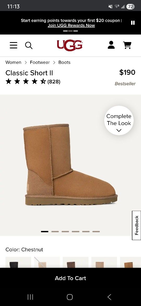 UGG CLASSIC SHORT II - WOMEN'S SIZE 7