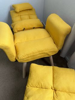 New Modern Minimalist Tech Fabric Solid Wood Square Reclining Accent Chair With Backrest & Armrest For Living Room