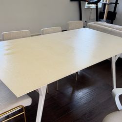 West Elm extendable dining table beige color