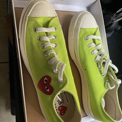 Comme des Garçons PLAY x Chuck 70 Low 'Bright Green' converse shoes with COMME DES GARCONS CDG PLAY DOUBLE HEART LONG SLEEVE