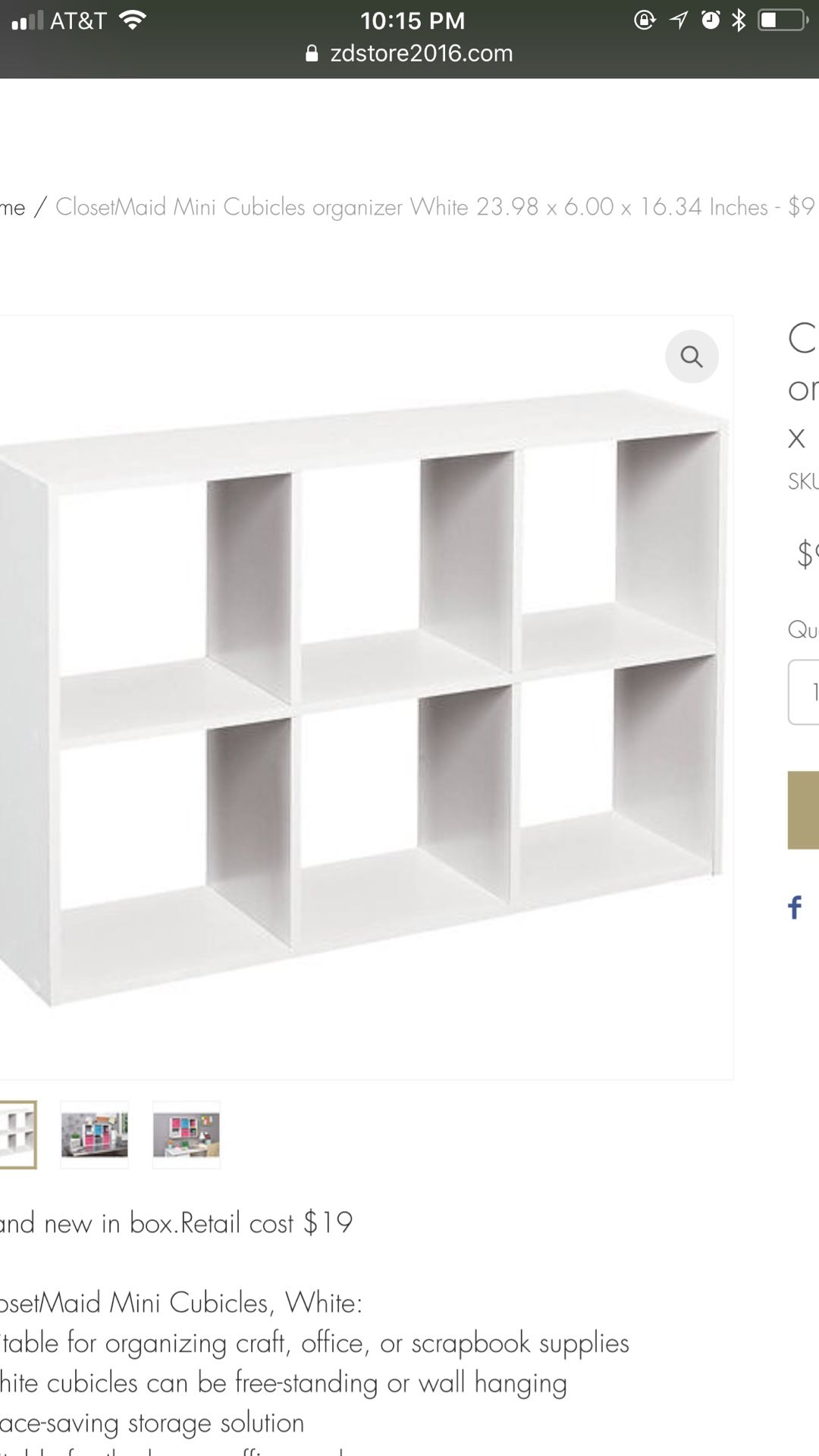 ClosetMaid Mini Cubicles organizer White 23.98 x 6.00 x 16.34 Inches - $9 (Hous