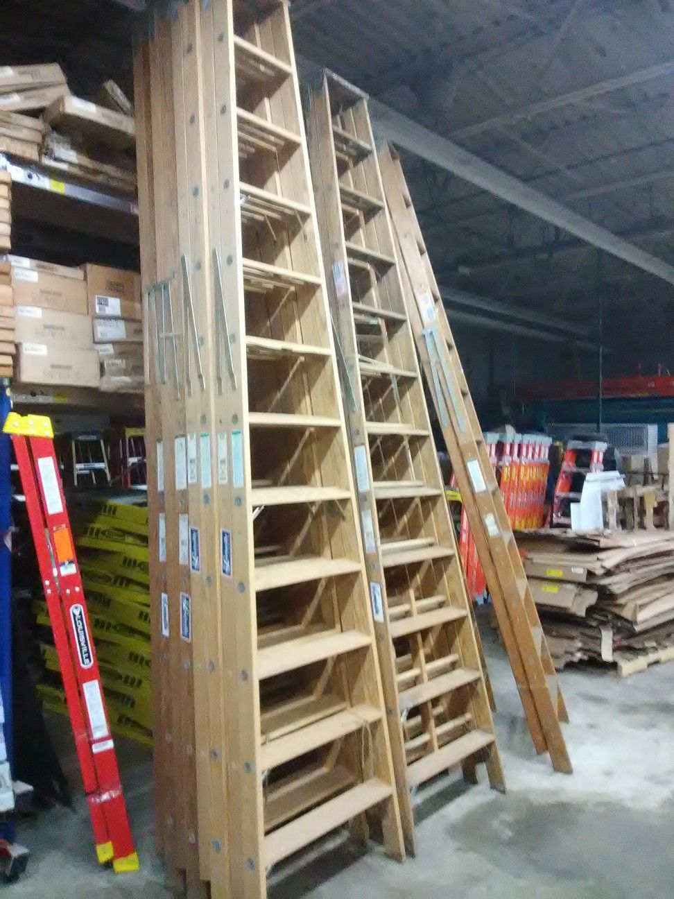 Brand new wooden ladders clearing old inventory