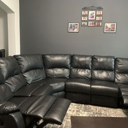 Double Recliner 7 Seater Leather Sofa 