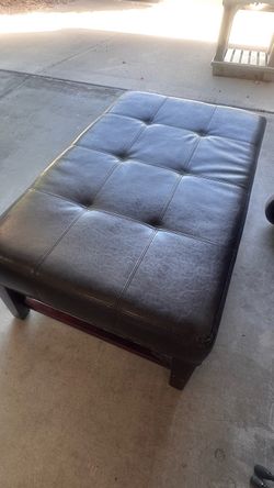 Large Tufted Leather Ottoman