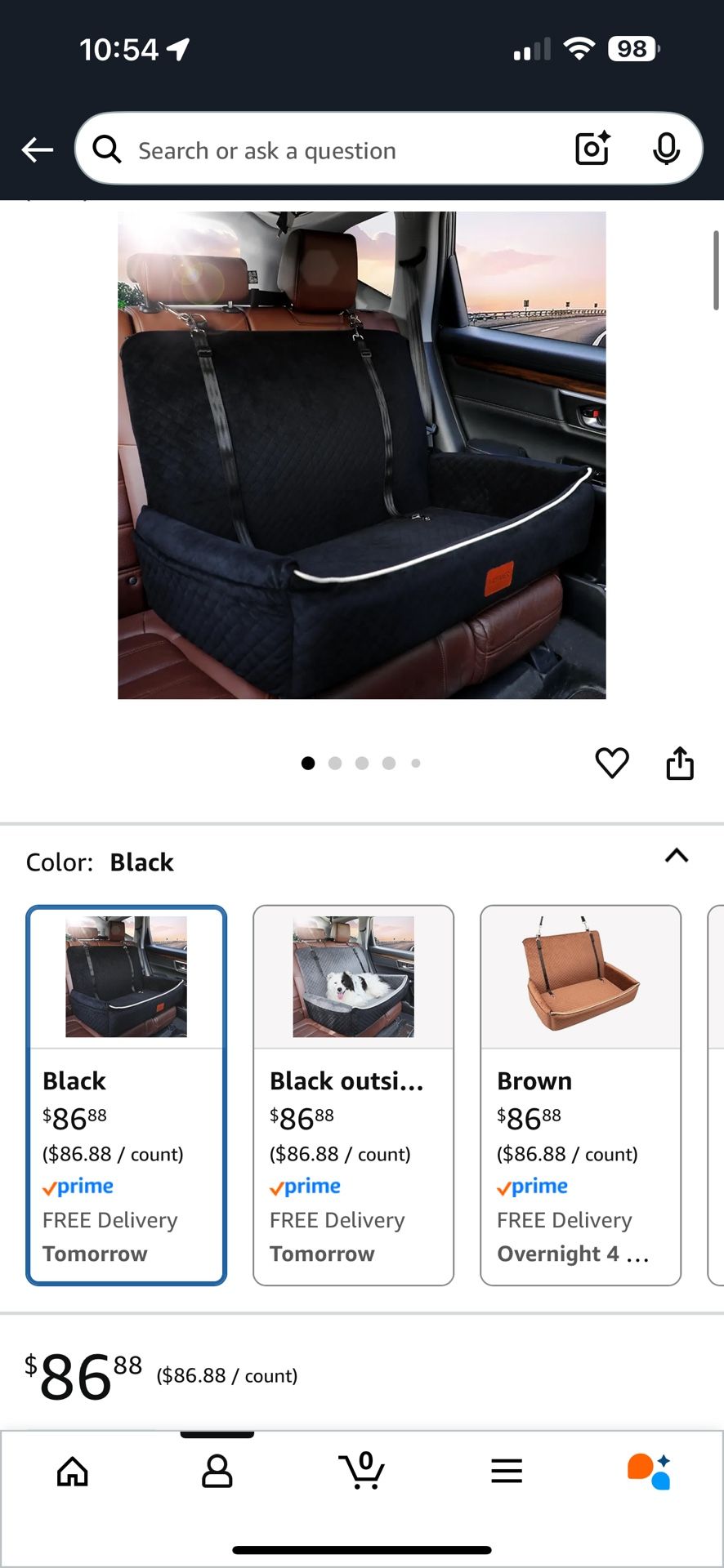 Large Dog Car Seat - Black - Like New