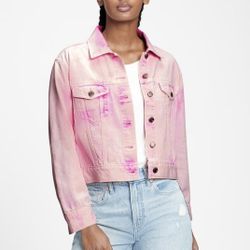 NEW Gap Women's Pink Denim Jacket Size Small