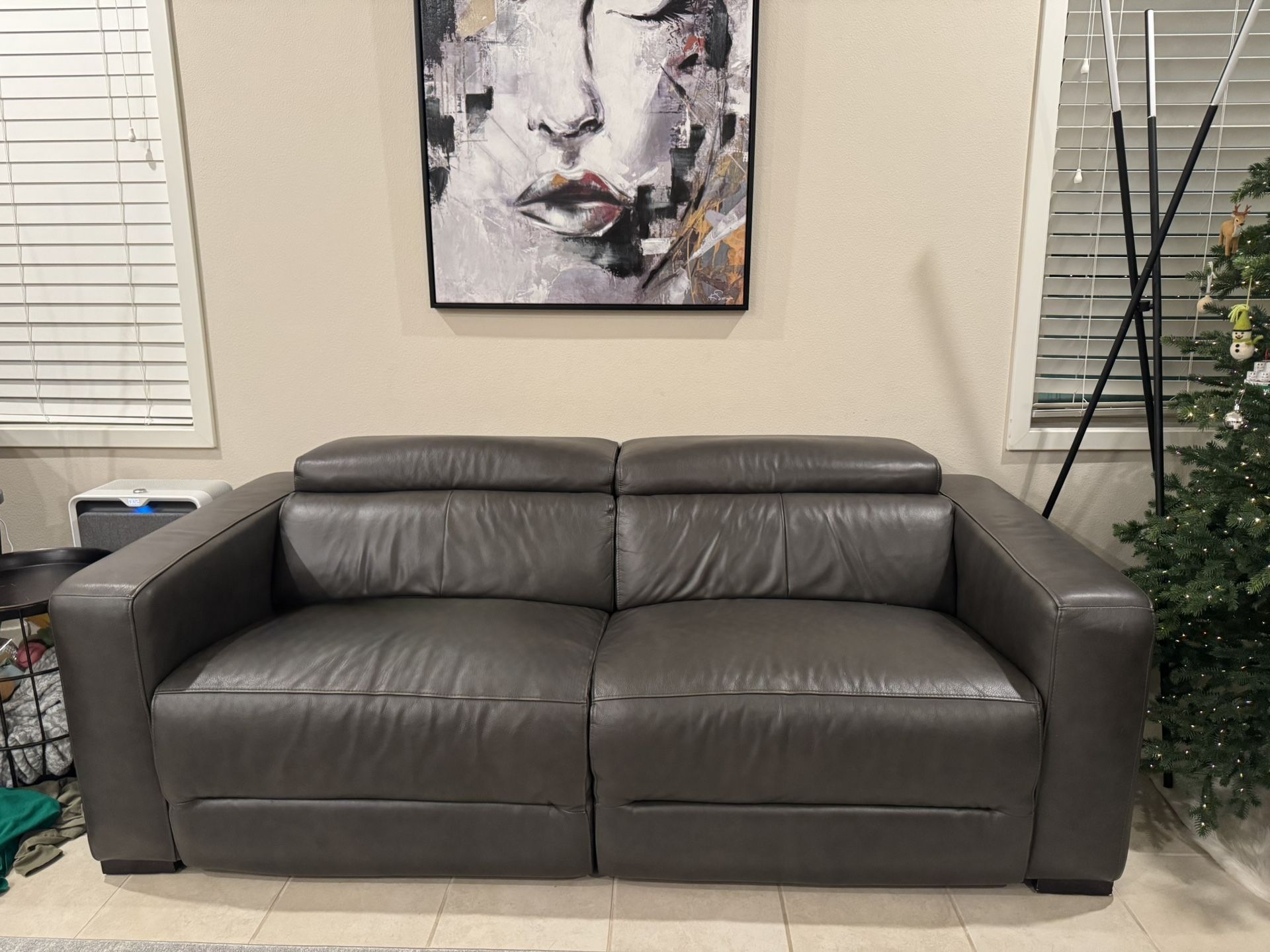 Gray Power Reclining Sofa And Love Seat 