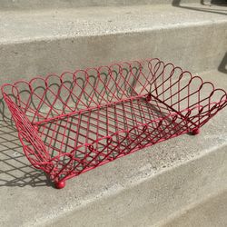 Red Rectangle Wire Decorative Basket