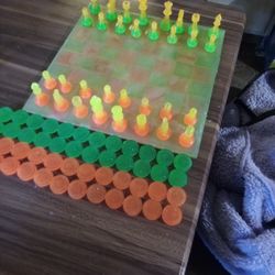 Glow In The Dark Chess And Checkerboard 