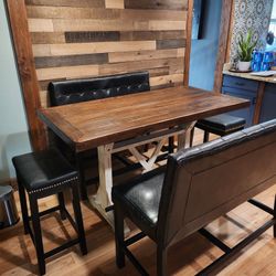 Pub Table and Bench Set