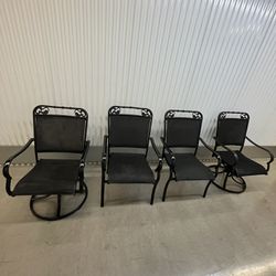 Beautiful Black Patio Set With 4 Chair(2 Swivel 2 Regular) And Umbrella Stand 