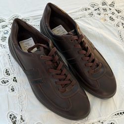 NOS ECCO Chander Oxford Men’s EU43 US9-9.5 Brown Leather Retro Sneaker Portugal