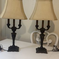 📍Pair of Bronze-Style Table Lamps – $65 (OBO)