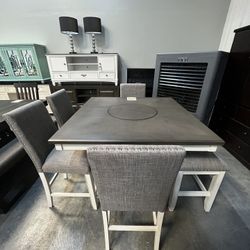 6pc Counter Dining Set w/ Lazy Susan