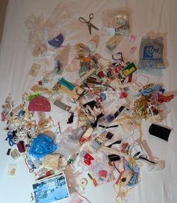 Sewing Notions and Boxes of Material