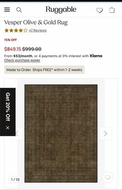 Ruggable-Vesper Olive & Gold Rug-9’x12’