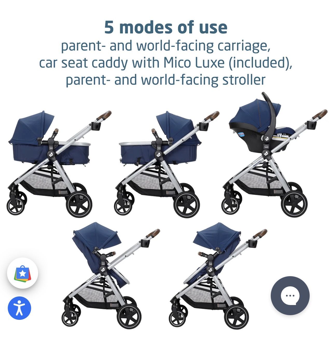 Zelia' Luxe 5-in-1 Modular Travel System Système de transport modulaire, 5 en 1