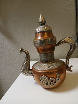 Vintage Tibetan dragon copper & Silver metal ewer