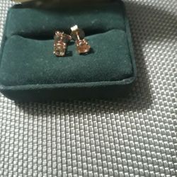 14K Rose Gold Plated Genuine Morganite Earrings 0.50 Carat(925