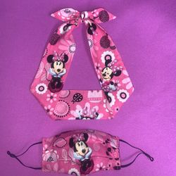 Disney Minnie Mouse Headband Facemask For Girls Hair Wrap 