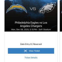 2 Chargers Eagles Monday Night Football Tickets 