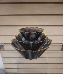 Glass Bowl / Vase, etc... Black & Gold ( NEW ) $4.99, $9.99 & $14.99 = each.