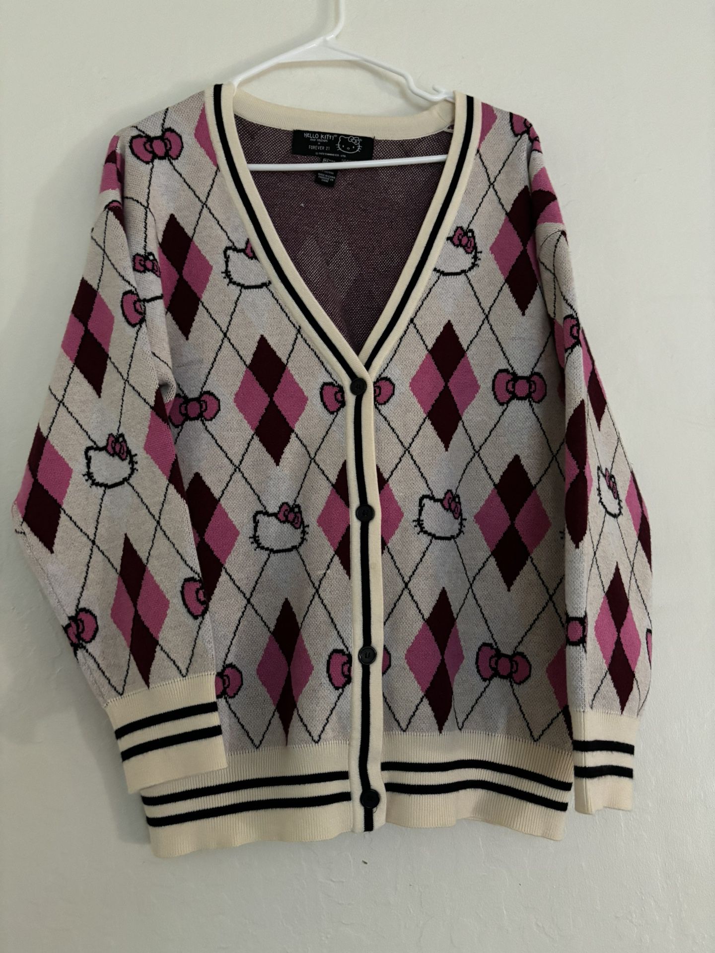 Hello Kitty Argyle Print Cardigan - Forever 21 collection
