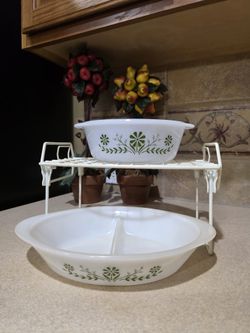 Vintage Green Daisy Casserole Dishes