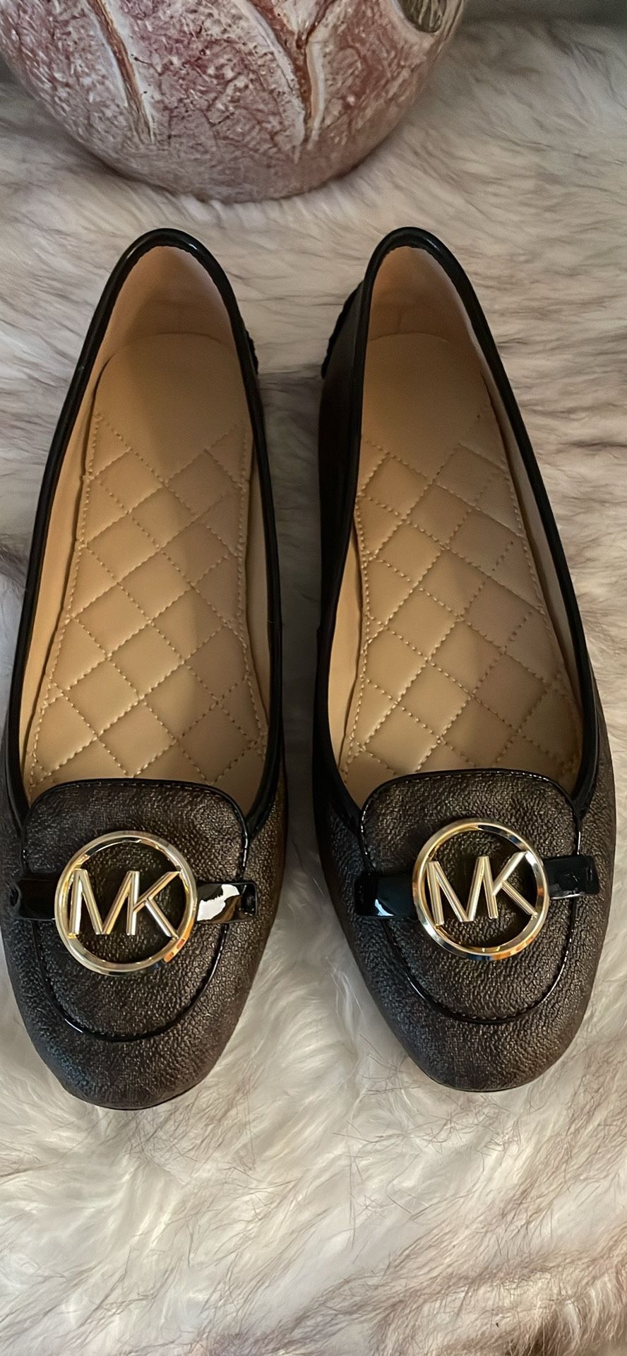 Michael Kors Fulton MK Logo Brown Monogram Slip On Flat Shoes Women's Size 11